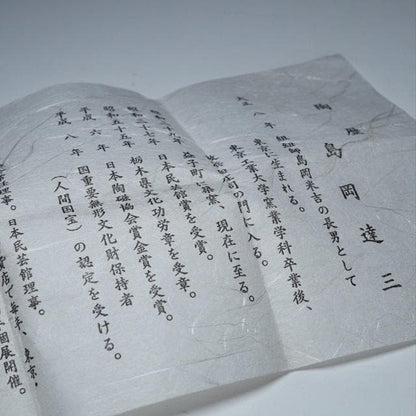 Shimaoka Tatsuzo Jōmon Zōgan Guinomi with Aka-e Floral Medallion
