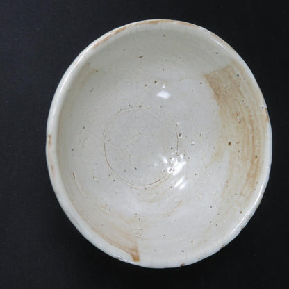 White Crackle Glaze Tea Bowl with Double Seals - Japanese Chawan Kannyu Style with Signed Box
