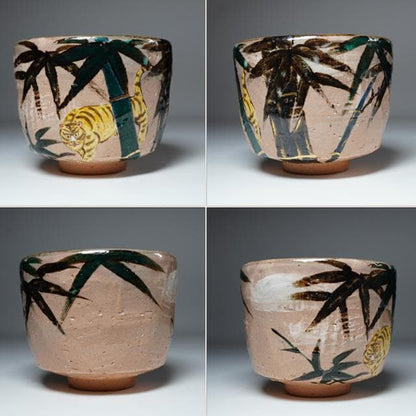 Eiraku Sokuzen XVI Kenzan-Style Tiger in Bamboo Chawan — Senke Jisshoku