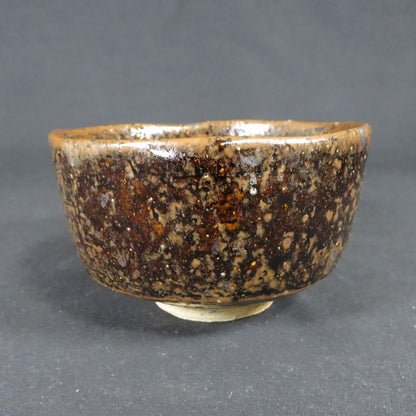 Black Tenmoku Tea Bowl with Starry Glaze - Japanese Matcha Chawan Signed