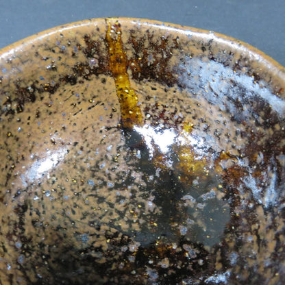 Black Tenmoku Tea Bowl with Starry Glaze - Japanese Matcha Chawan Signed