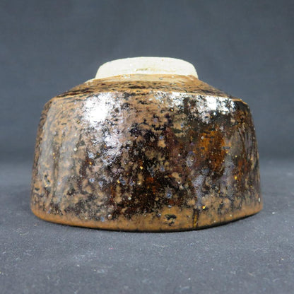 Black Tenmoku Tea Bowl with Starry Glaze - Japanese Matcha Chawan Signed