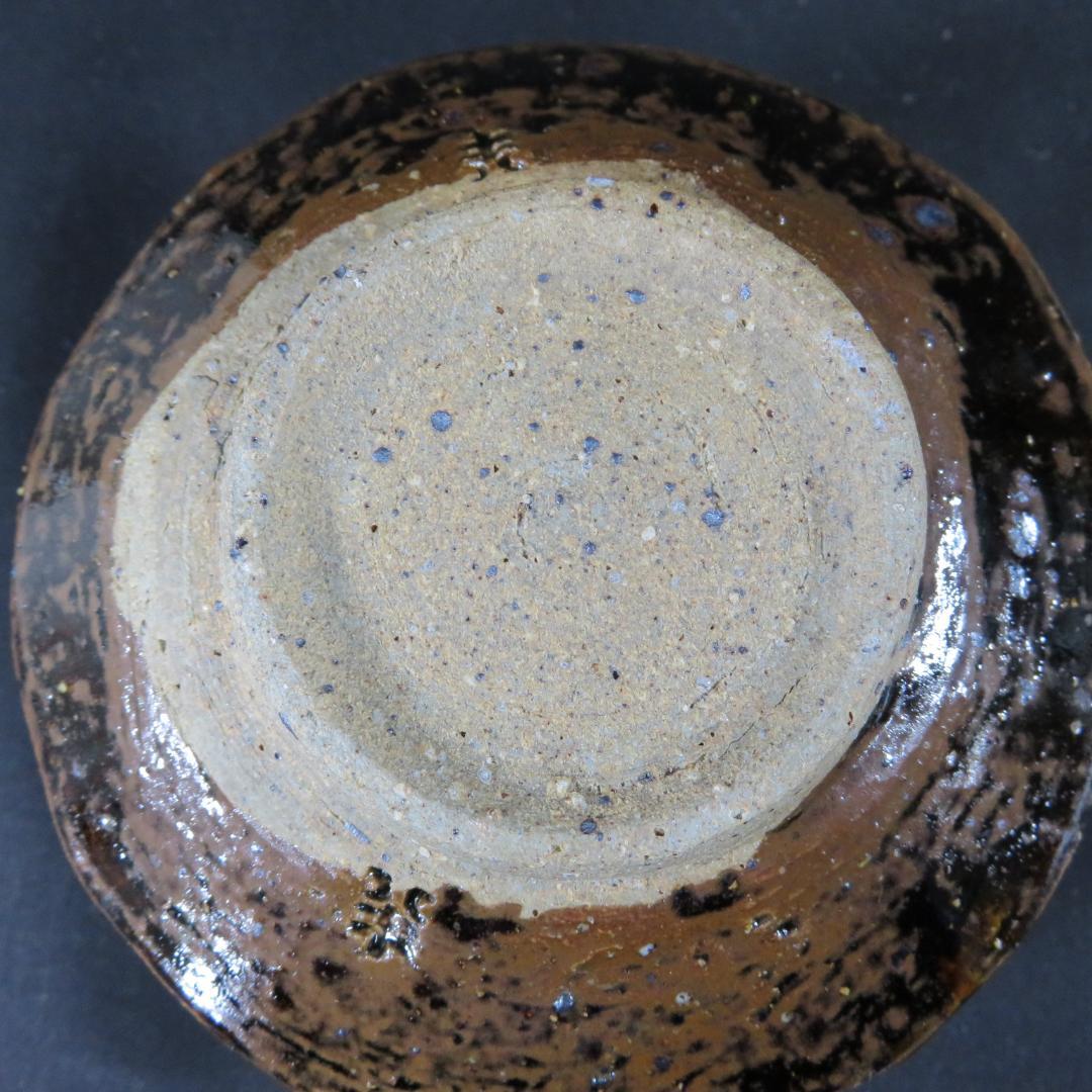 Black Tenmoku Tea Bowl with Starry Glaze - Japanese Matcha Chawan Signed
