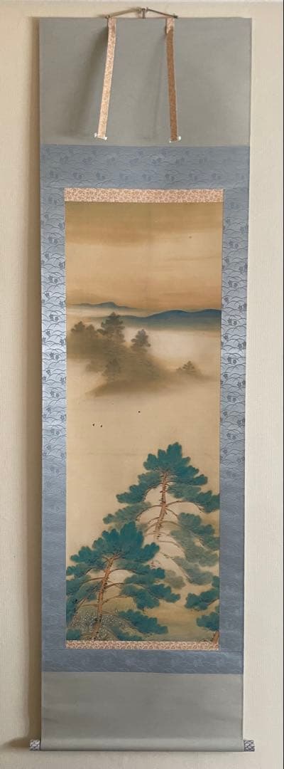 Hanging Scroll Matsuoka Eikyu Early Spring Pine Landscape Signed Tomobako Taisho Showa Yamato-e Nihonga Kakejiku