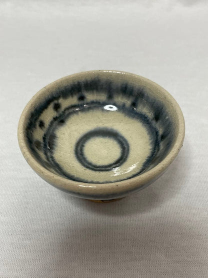 Annam Style Guinomi by Horino Shoji - Blue Crackle Glaze Sake Cup with Artist Pamphlet