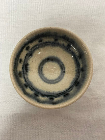 Annam Style Guinomi by Horino Shoji - Blue Crackle Glaze Sake Cup with Artist Pamphlet