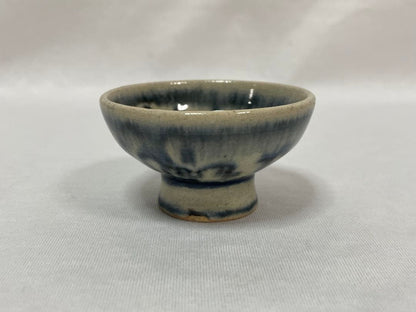 Annam Style Guinomi by Horino Shoji - Blue Crackle Glaze Sake Cup with Artist Pamphlet