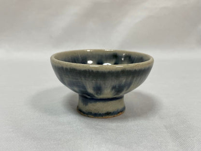 Annam Style Guinomi by Horino Shoji - Blue Crackle Glaze Sake Cup with Artist Pamphlet