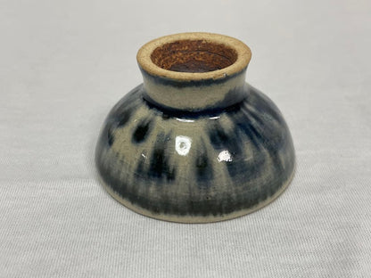 Annam Style Guinomi by Horino Shoji - Blue Crackle Glaze Sake Cup with Artist Pamphlet
