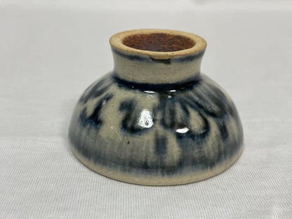 Annam Style Guinomi by Horino Shoji - Blue Crackle Glaze Sake Cup with Artist Pamphlet