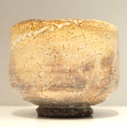 Hagi Chawan Amber Crackle Glaze Tea Bowl Matsuno Ryokuei Signed Tomobako