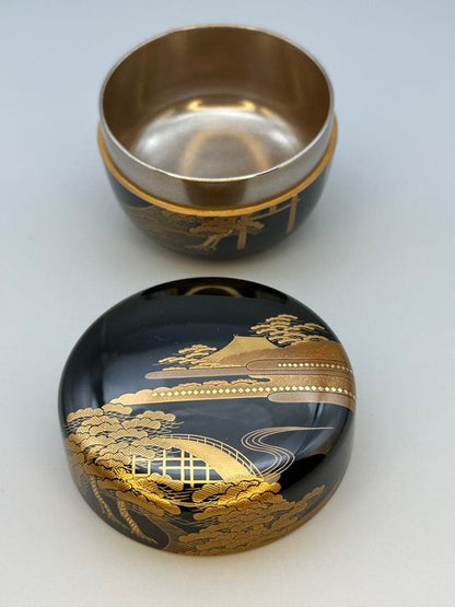 Chahei Issai | Natsume Tea Caddy | Sumiyoshi Maki-e | Shrine Landscape | Shifuku Silk Bag | Tomobako
