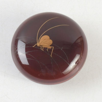Bell Cricket Maki-e Kogo Gold-Lined Lacquer Incense Container by Takeshi