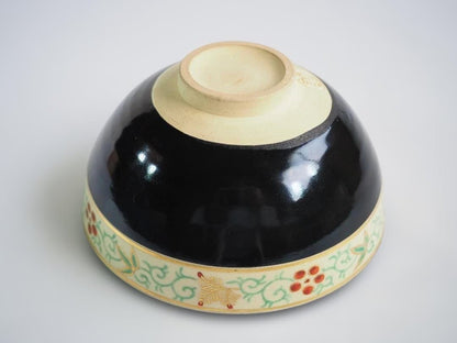 Eiraku Zengoro XVI Ninsei-guro Tea Bowl - Pine Bamboo Plum with Tantansai Inscription