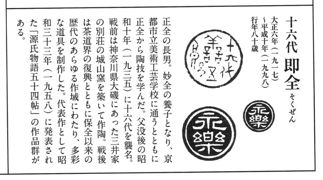 Eiraku Zengoro XVI Ninsei-guro Tea Bowl - Pine Bamboo Plum with Tantansai Inscription