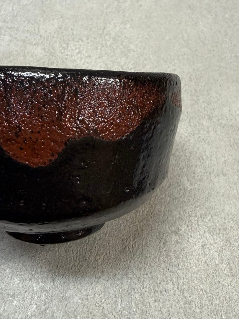 Black Raku Tea Bowl by Sasaki Shoraku — Kyoto Kiln, Tomobako, Rain-Drip Glaze