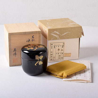 Wada Juho Kaga Maki-e Natsume Pine Raden Tea Caddy with Signed Box