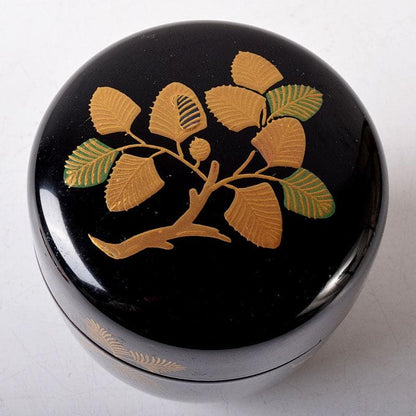 Wada Juho Kaga Maki-e Natsume Pine Raden Tea Caddy with Signed Box