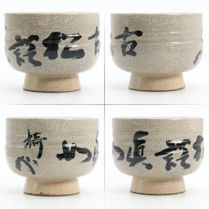 Yabunouchi 12th Iiisai Tateyama-Yaki Zen Calligraphy Chawan | Crackle Glaze