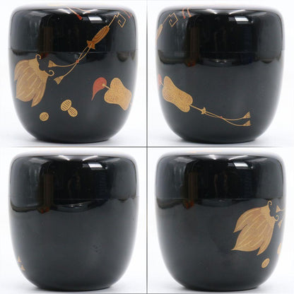 Takarazukushi Maki-e Naka-Natsume by Tanaka Soryo — Gold Treasure Motif Tea Caddy