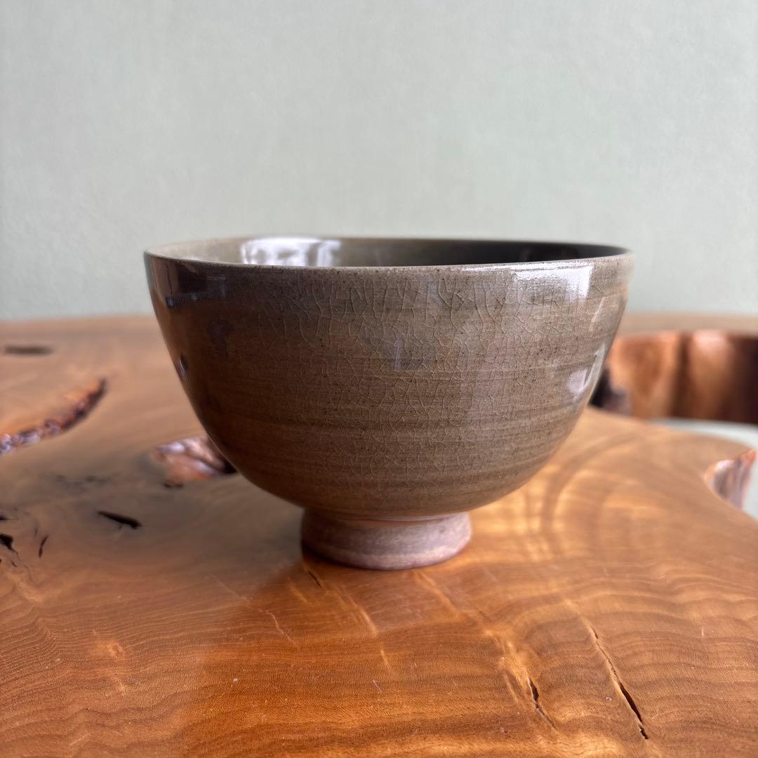 Kuroi Keiun | Mushiake-Yaki Tea Bowl | Olive-Green Subdued Glaze | Okayama Domain Kiln
