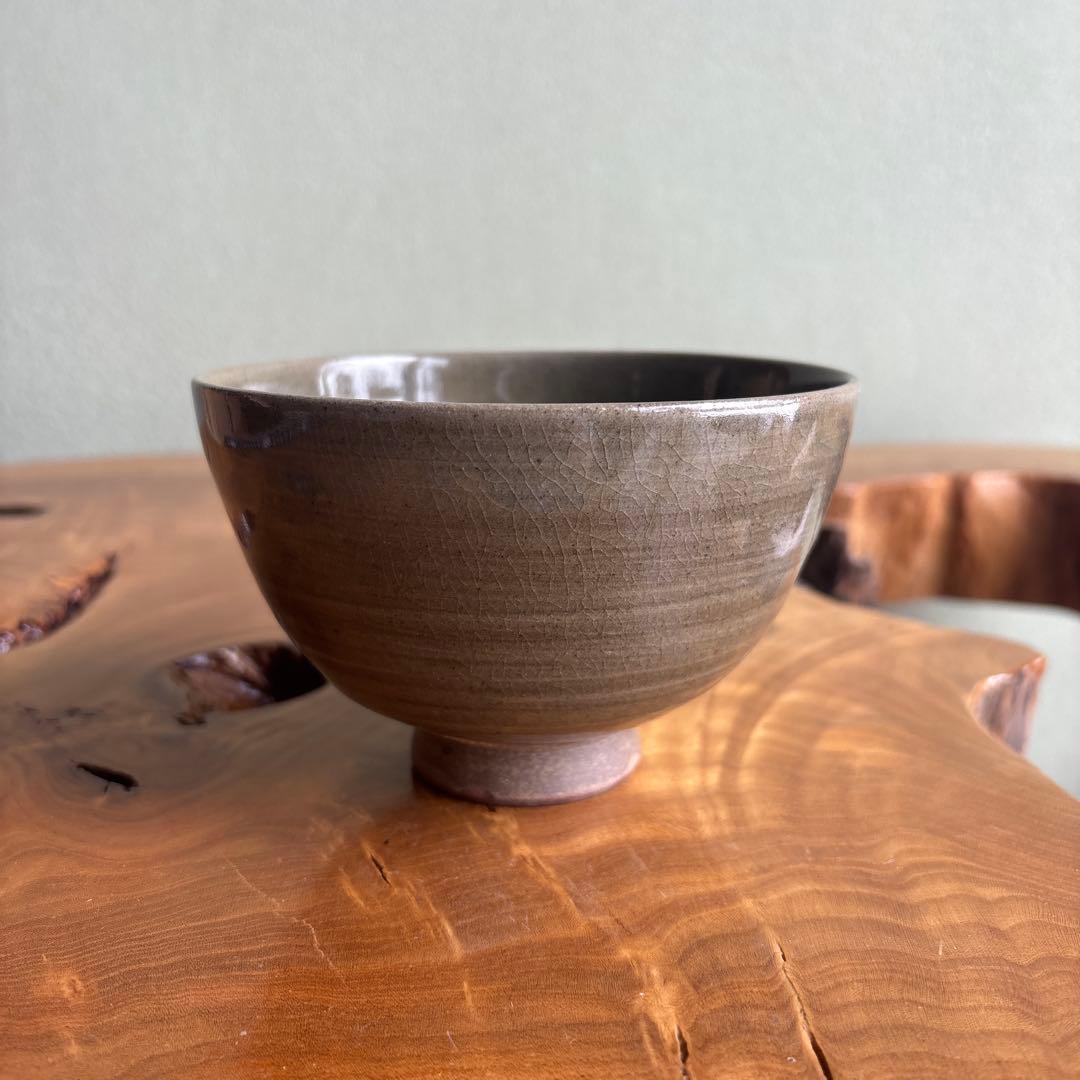 Kuroi Keiun | Mushiake-Yaki Tea Bowl | Olive-Green Subdued Glaze | Okayama Domain Kiln