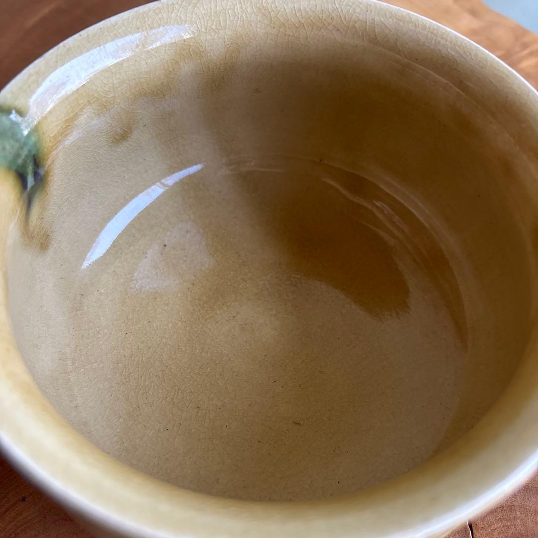 Kiseto Tea Bowl by Kozan — Kuriban Form, Tanpan Green Spots, Signed Tomobako