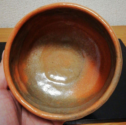 Aka-Raku Chawan by Sonobe Genya | Red Raku Tea Bowl Tomobako Japanese Tea Ceremony
