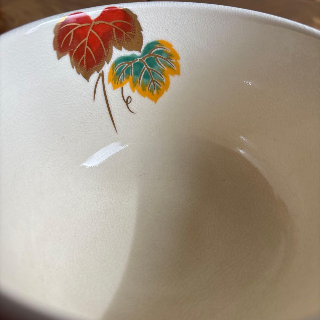 Kyo-yaki Ivy Chawan by Miyaji Eiko — Japanese Tea Bowl with Autumn Tsuta Leaves in Overglaze Enamel