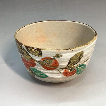 Authentic Kyoto-yaki Persimmon Matcha Bowl by Nan-guchi Kansui