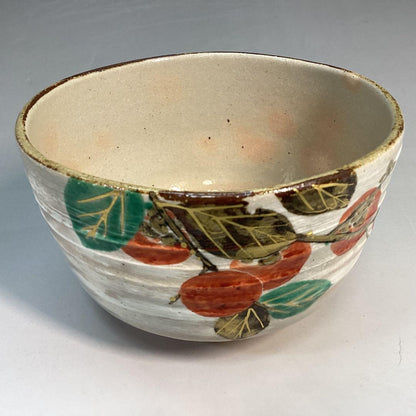 Authentic Kyoto-yaki Persimmon Matcha Bowl by Nan-guchi Kansui