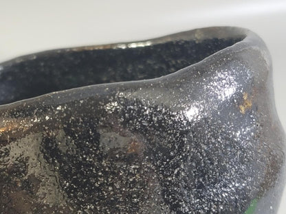 1st Gen Nakamura Donen Black Raku Tea Bowl Kuro Raku Chawan Kyoto