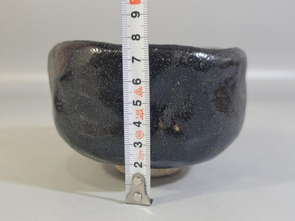1st Gen Nakamura Donen Black Raku Tea Bowl Kuro Raku Chawan Kyoto