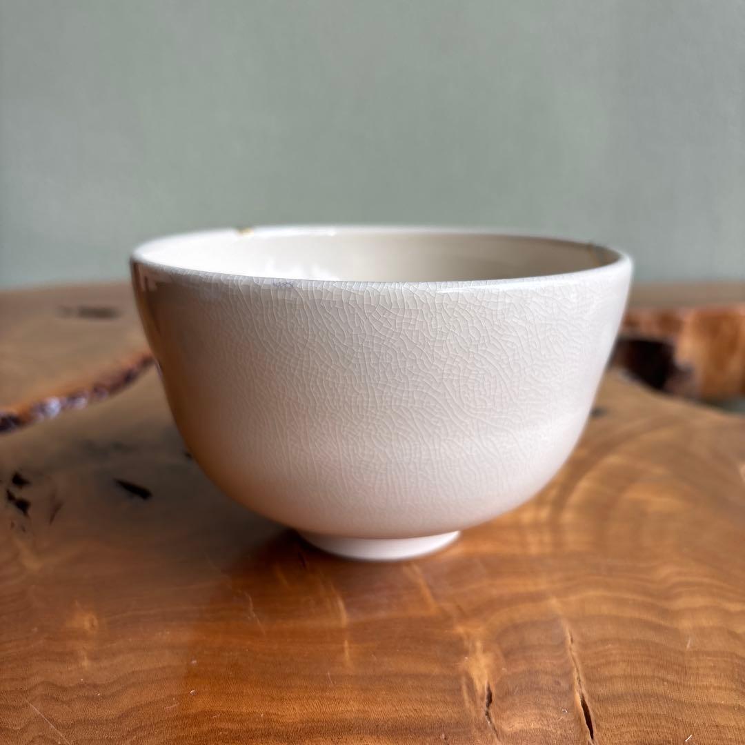 Kyoyaki Iroe Chawan by Shozaemon, Oshikoji-yaki Matcha Tea Bowl with Sakura and Flowing Water Design, Signed Tomobako