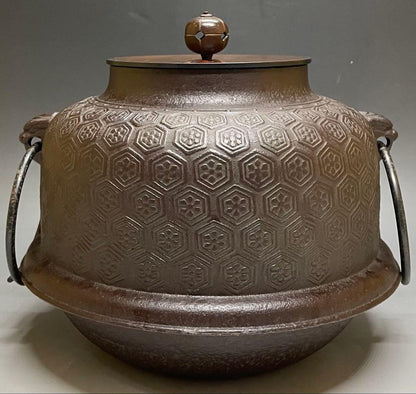 Shinnari Chagama Tea Kettle by Takahashi Keizan, Kikko Hanabishi, Signed Box
