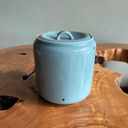 Celadon Mizusashi Water Jar | Pale Blue-Green Glaze | Tea Ceremony Water Container