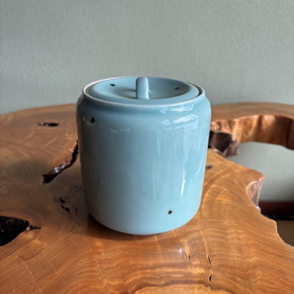 Celadon Mizusashi Water Jar | Pale Blue-Green Glaze | Tea Ceremony Water Container