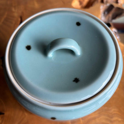 Celadon Mizusashi Water Jar | Pale Blue-Green Glaze | Tea Ceremony Water Container