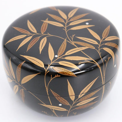 Sasa Dew Maki-e Hira-Natsume by Matsunaga Shokan - Silver Granule Lacquer Tea Caddy
