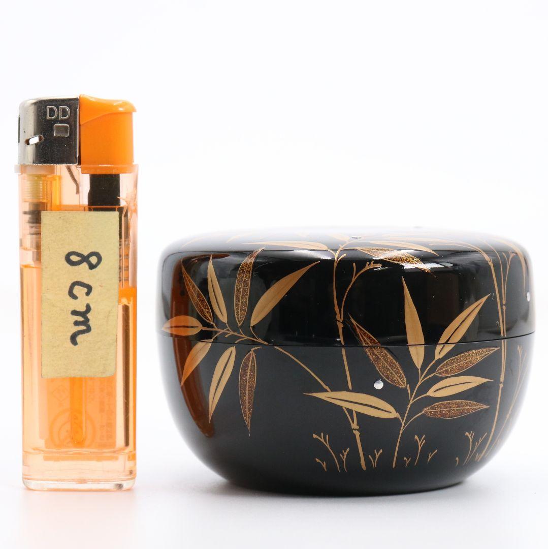 Sasa Dew Maki-e Hira-Natsume by Matsunaga Shokan - Silver Granule Lacquer Tea Caddy