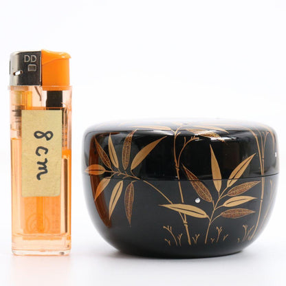 Sasa Dew Maki-e Hira-Natsume by Matsunaga Shokan - Silver Granule Lacquer Tea Caddy
