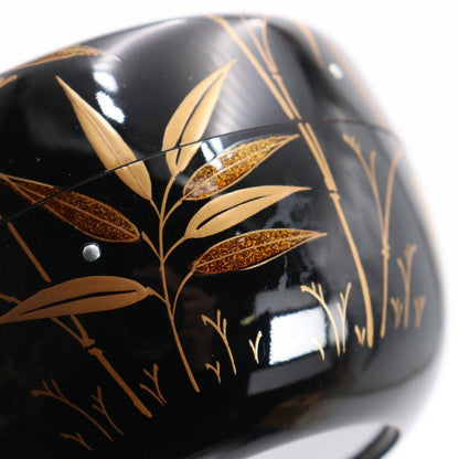 Sasa Dew Maki-e Hira-Natsume by Matsunaga Shokan - Silver Granule Lacquer Tea Caddy