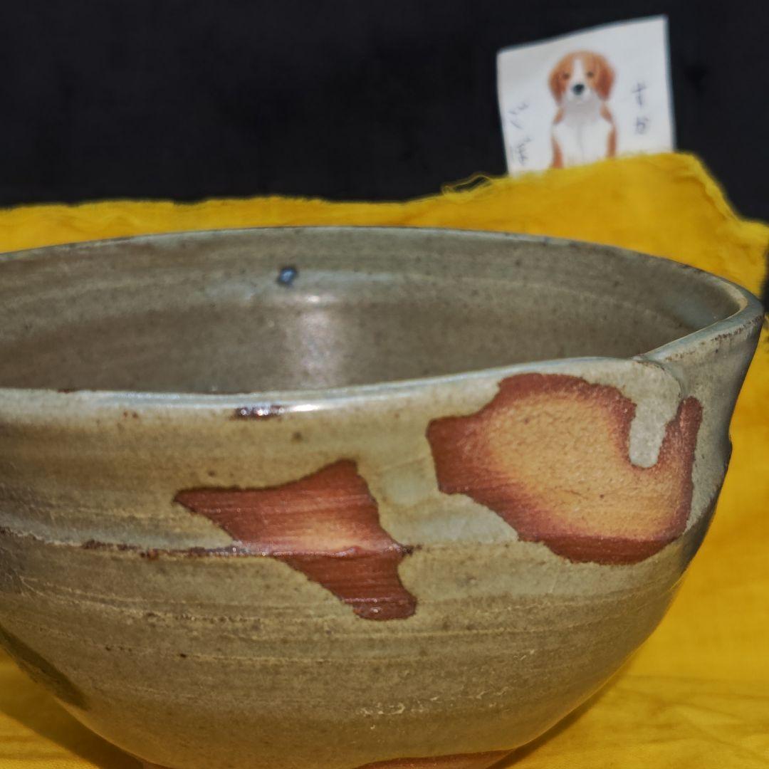 E-Karatsu Style Tea Bowl by Suda Shoho — Iron Reed Motif, Signed Box, Kyoto Ware Masterwork