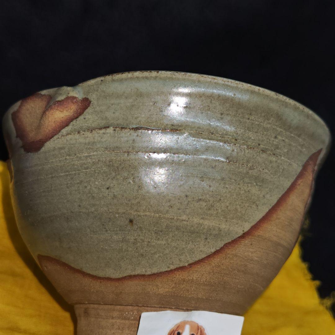 E-Karatsu Style Tea Bowl by Suda Shoho — Iron Reed Motif, Signed Box, Kyoto Ware Masterwork