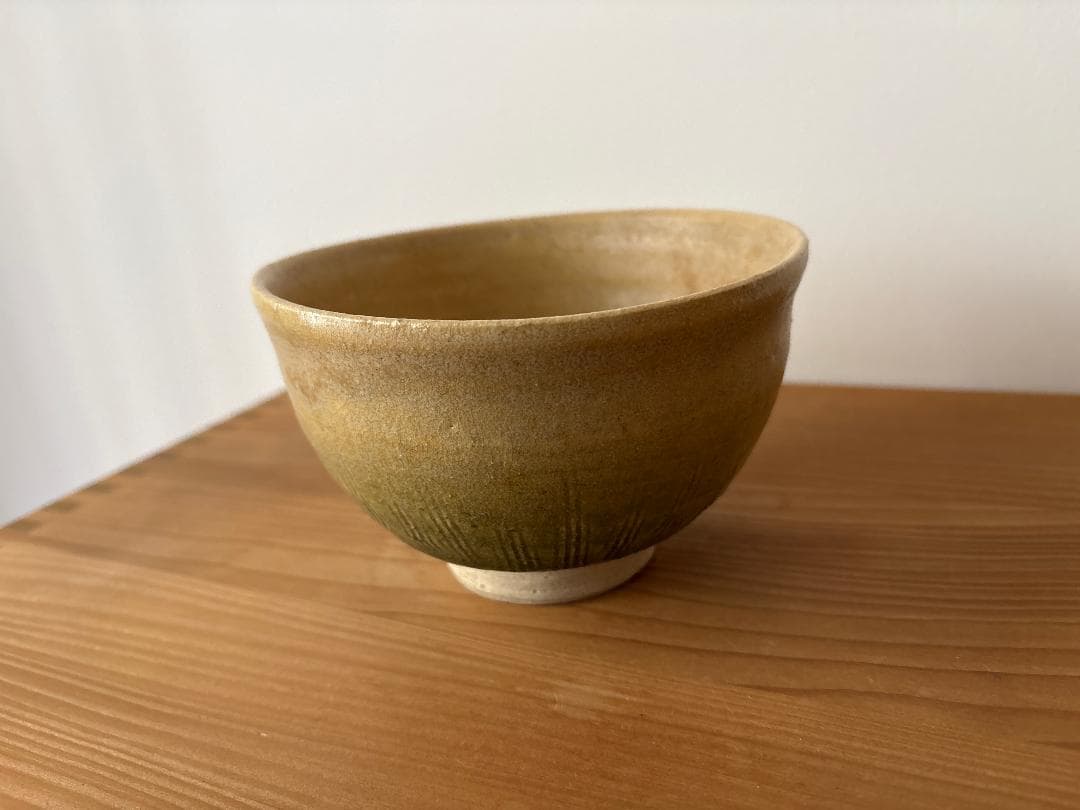 Ki-Seto Yellow Tea Bowl by Kato Juemon - Mino Ware Chawan with Tanpan and Kushime