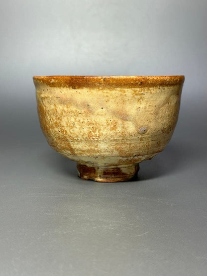 Shoki | Hand-Formed Chawan with Yellow & Iron Glaze Contrast | Signed Box