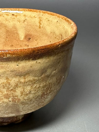Shoki | Hand-Formed Chawan with Yellow & Iron Glaze Contrast | Signed Box