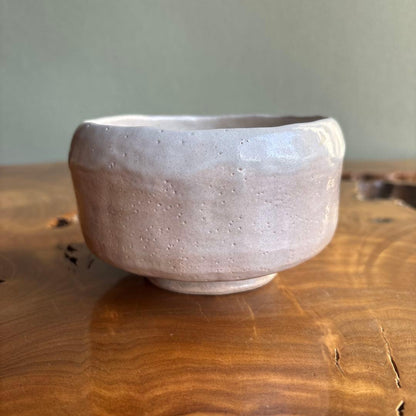 White Glazed Matcha Bowl — Wabi Chawan with Pinhole Glaze and Wheel-Thrown Texture, Japanese Tea Ceremony Bowl