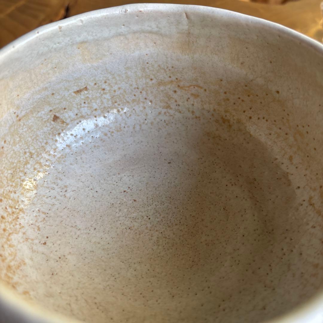 White Glazed Matcha Bowl — Wabi Chawan with Pinhole Glaze and Wheel-Thrown Texture, Japanese Tea Ceremony Bowl