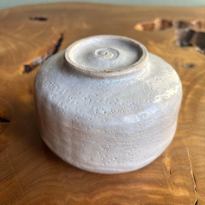 White Glazed Matcha Bowl — Wabi Chawan with Pinhole Glaze and Wheel-Thrown Texture, Japanese Tea Ceremony Bowl